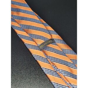 Valentino Men's Necktie Orange Blue Striped Silk 3.75" x 58" Excellent